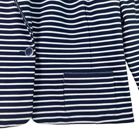 CJ Banks Navy White Stripe Single Button Long Sleeve Notched Lapel Blazer 2X - Picture 6 of 12